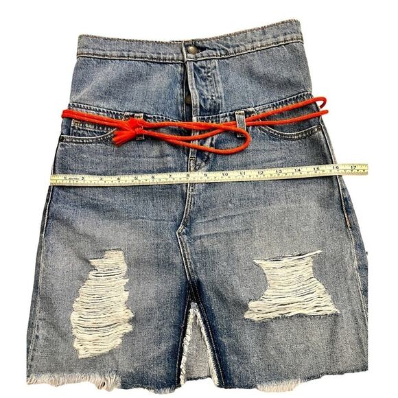 Hudson Women's Sloane Skirt Distressed In Light Blue Size 24 - Picture 13 of 15